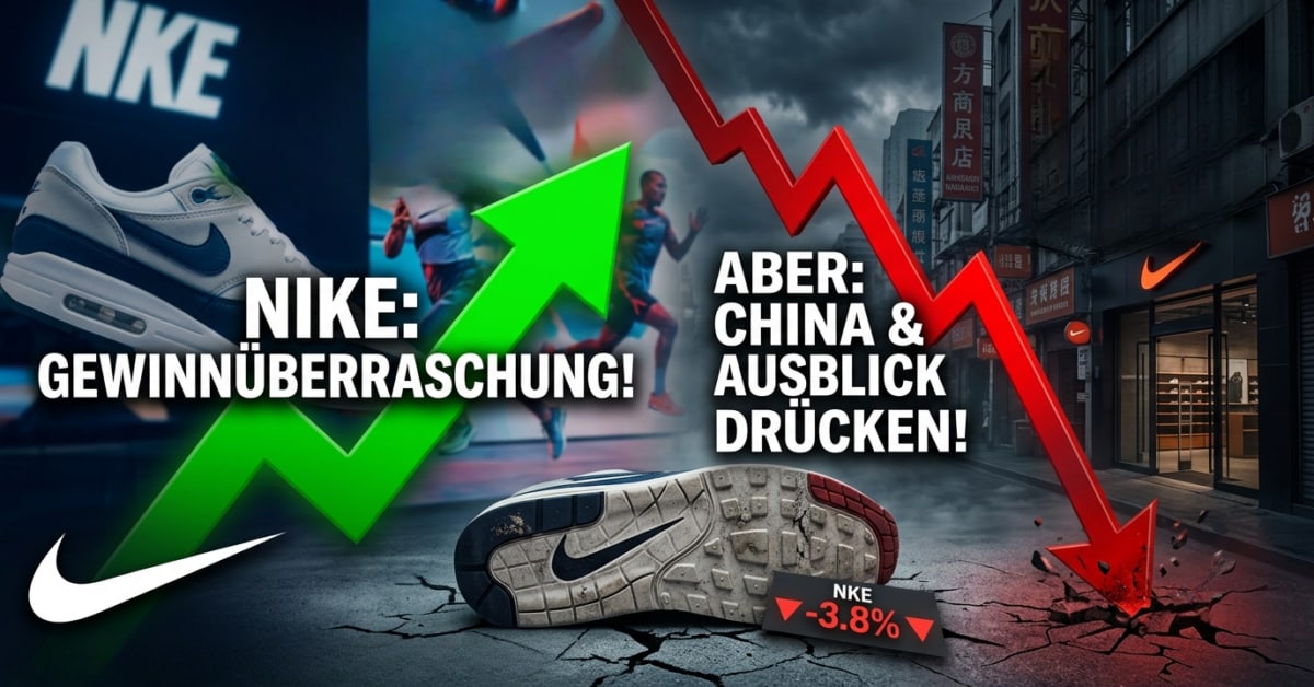 Nike – Der US-Sportartikelriese schlägt die Gewinnerwartungen, doch China und ein tristes Cockpit lassen die Aktie stürzen!