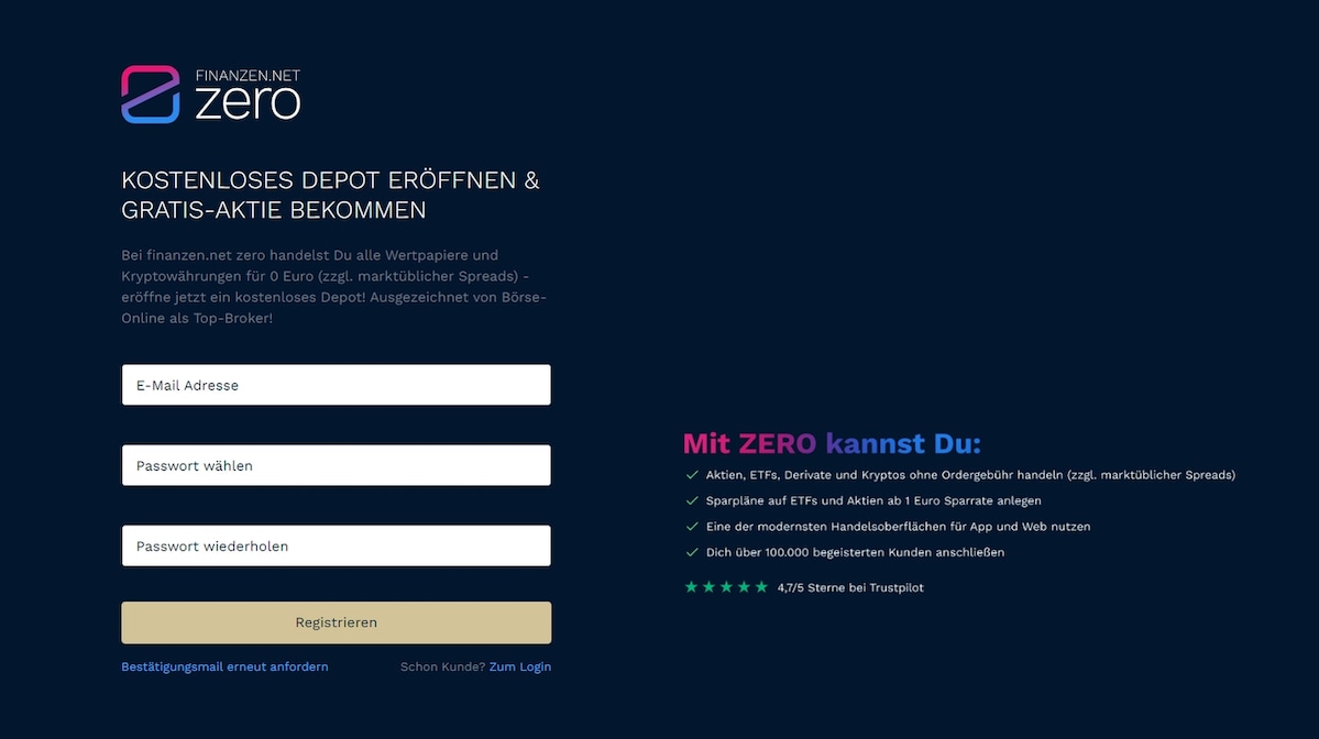 finanzen.net ZERO Depot eröffnen