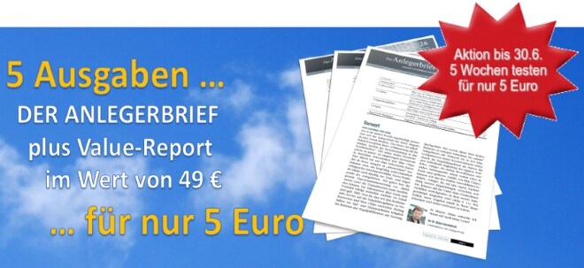 Aktion: 5 Ausgaben Anlegerbrief für nur 5 Euro - inklusive Value-Sonderreport | finanzen.net