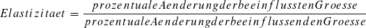 Die Abbildung zeigt die Formel für die Elastizität