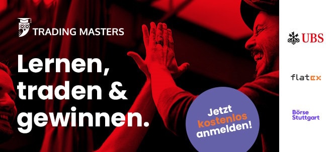 Werbung: Trading Masters: Lernen, traden & gewinnen im Börsenspiel Trading Masters Trading Masters: Lernen, traden & gewinnen im Börsenspiel Trading Masters | finanzen.net