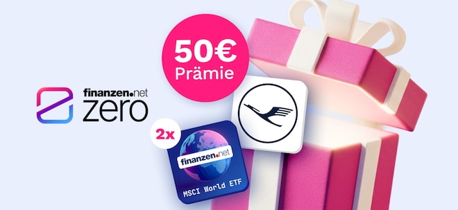 Noch bis 31. März: finanzen.net ZERO schenkt dir 50 €, 1 Lufthansa-Aktie und 2 ETF-Anteile - jetzt Depot eröffnen und Prämie sichern!